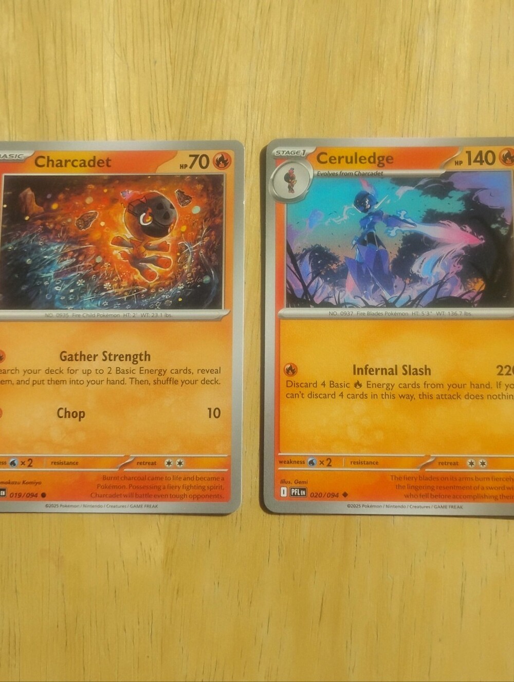 Mint Ceruledge & Charcadet Mega Evolutions Phantasmal Flames Pokemon Cards